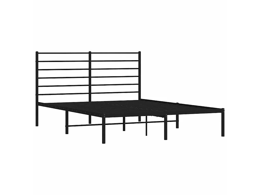 Bedframe met hoofdbord metaal zwart 160x200 cm