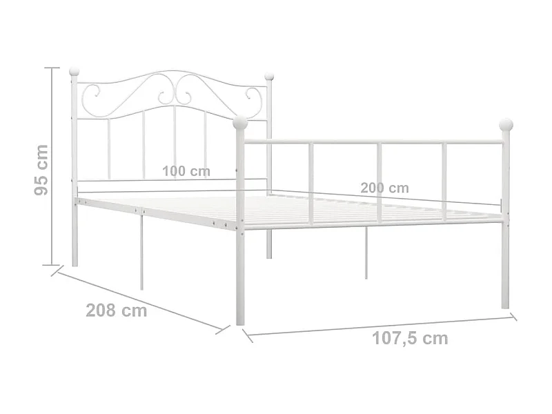 Bedframe metaal wit 100x200 cm