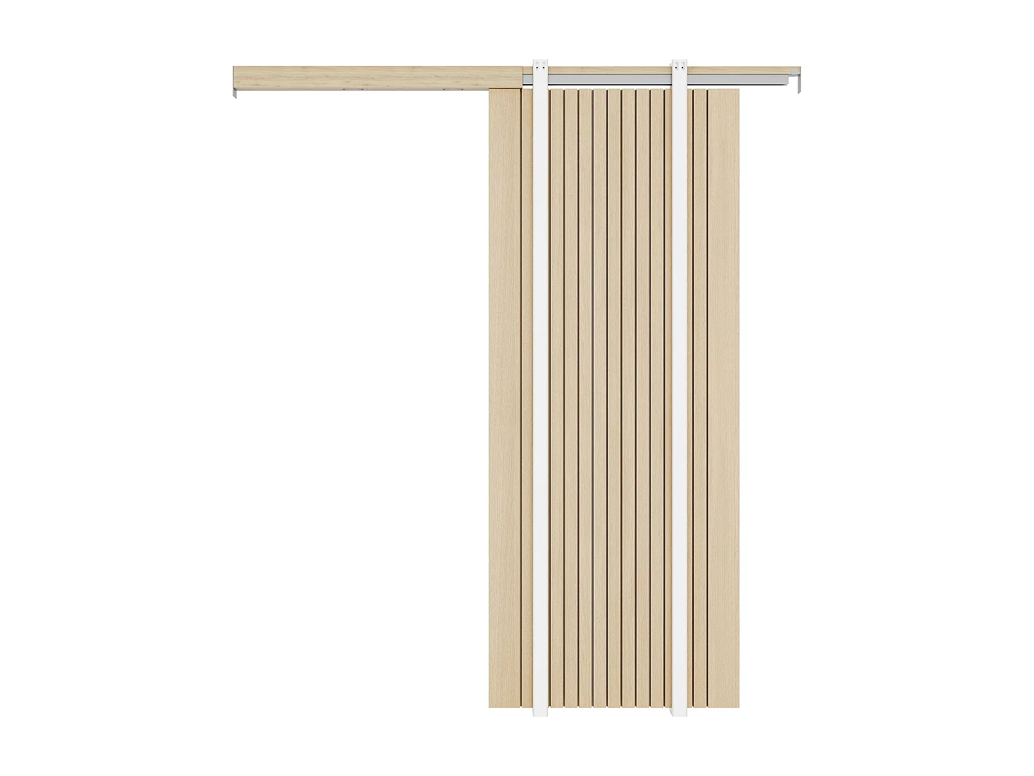 Porte coulissante avec système à galandage en bois et MDF striée - H205 x L93 cm - AREZO