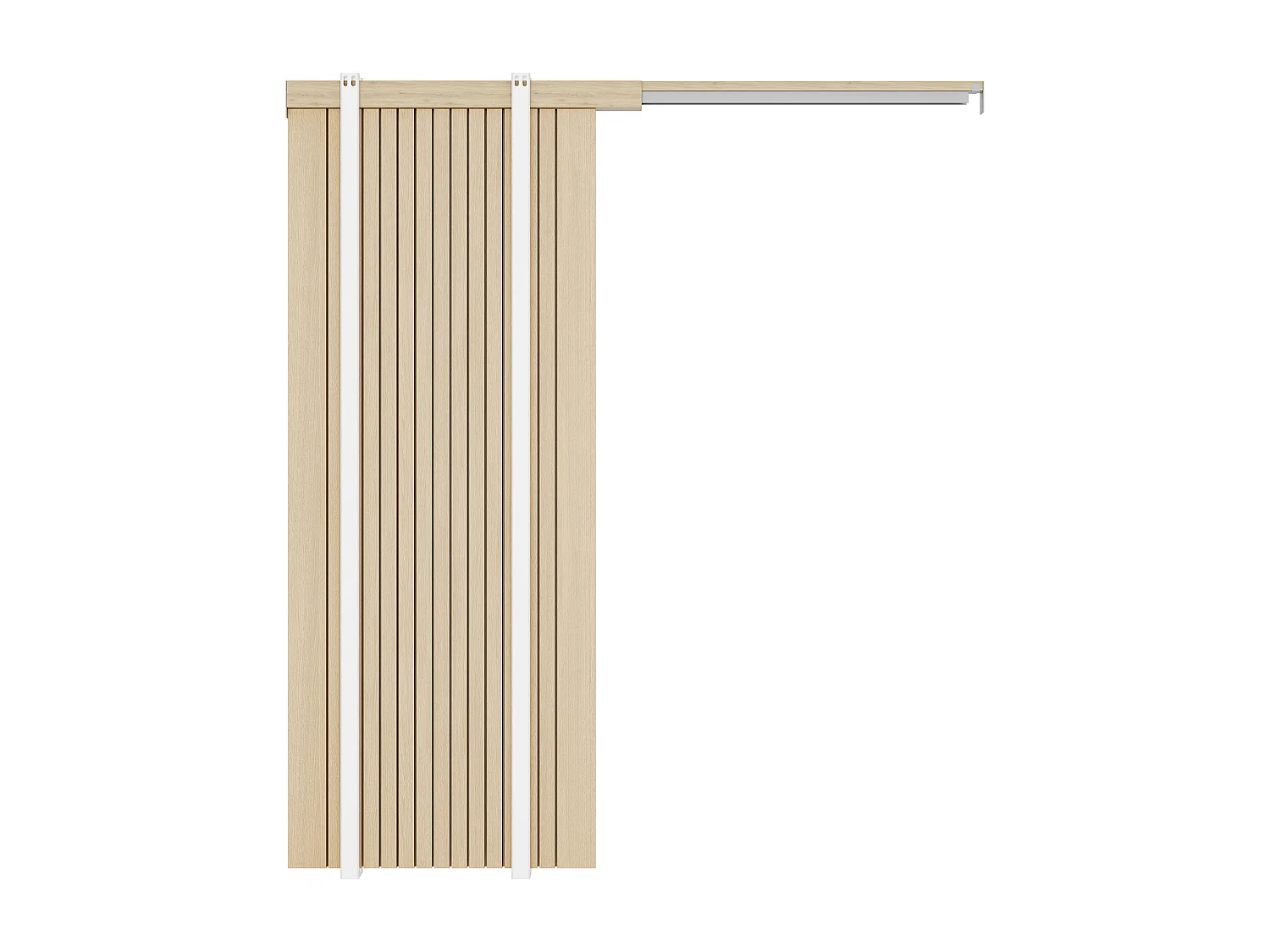 Porte coulissante avec système à galandage en bois et MDF striée - H205 x L93 cm - AREZO