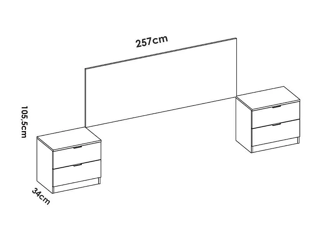 Conjunto de dormitorio Pack Lusa cabecero + 2 mesitas + armario blanco/natural