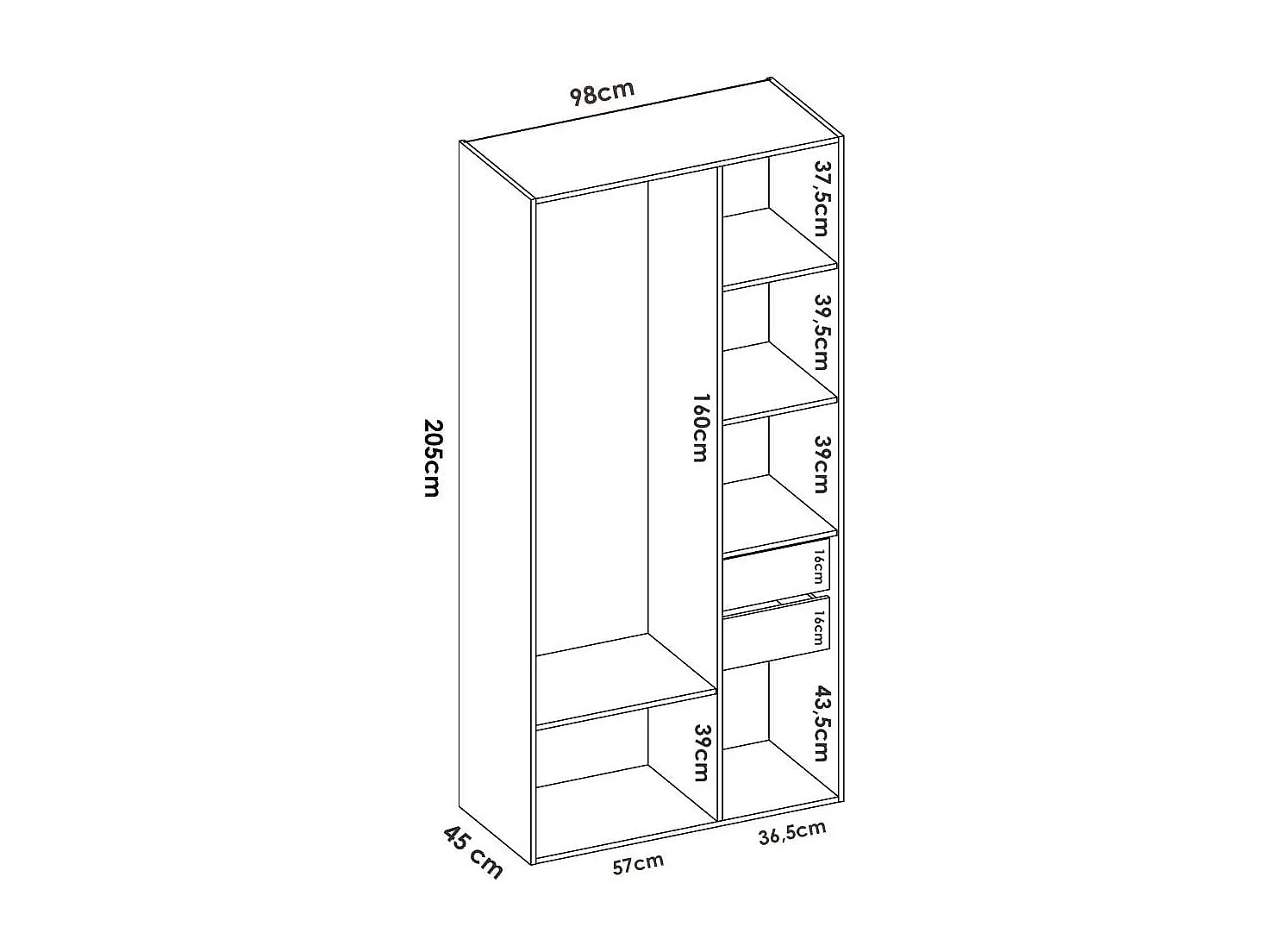 Conjunto de dormitorio Pack Bianca cabecero + 2 mesitas + vestidor blanco/natural