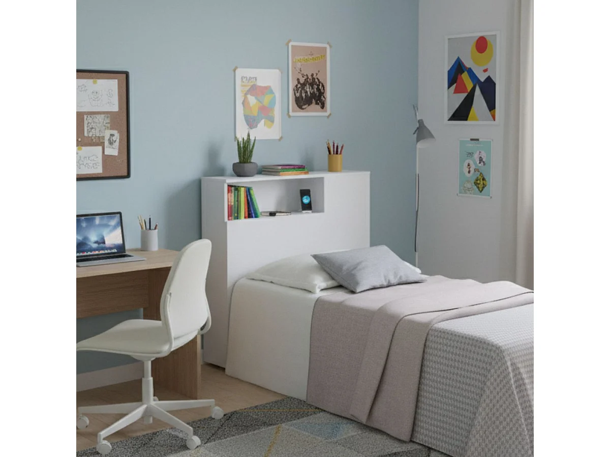 Cabezal para cama Ten compartimentos laterales blanco 95x97,5x23,5 cm