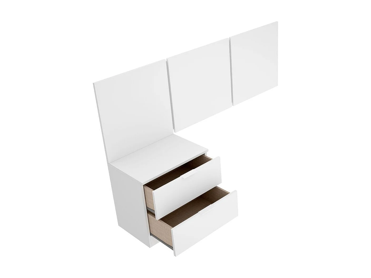 Conjunto de dormitorio Bito Pack cabecero + mesita + escritorio blanco