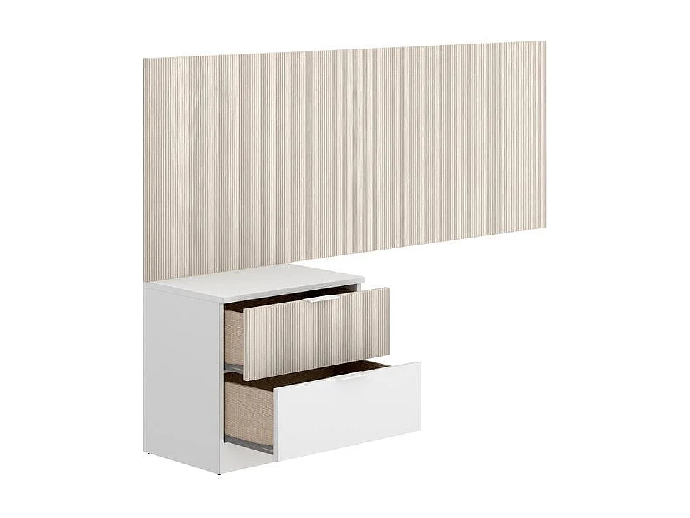 Conjunto de dormitorio Lion Pack 1 cabecero + mesita + escritorio + armario natural/blanco