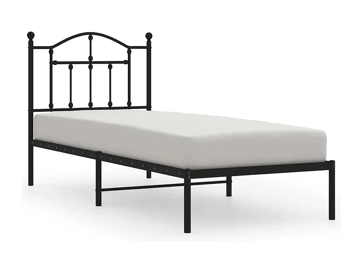 Bedframe met hoofdbord metaal zwart 90x190 cm