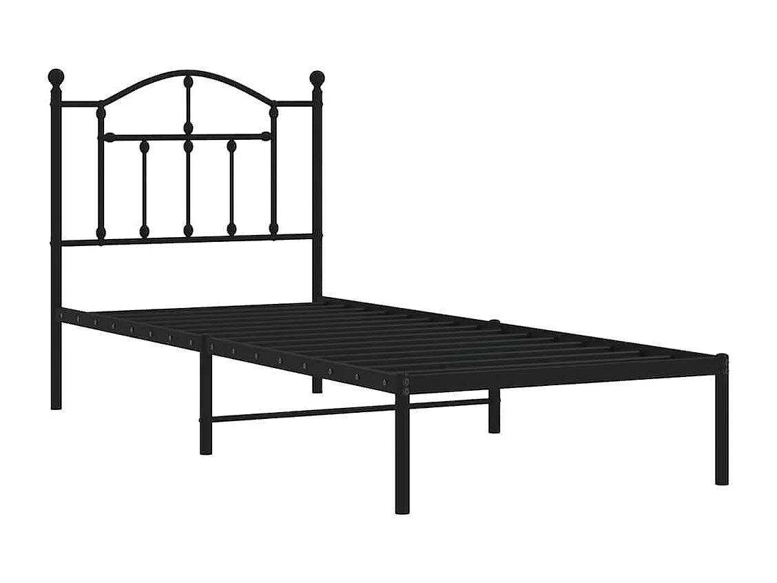 Bedframe met hoofdbord metaal zwart 90x190 cm