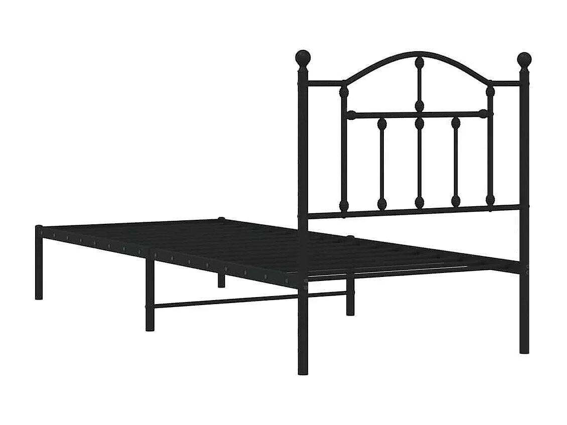 Bedframe met hoofdbord metaal zwart 90x190 cm