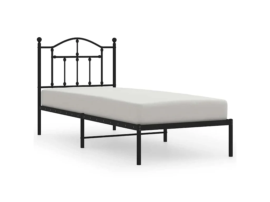 Estructura cama sin colchón con cabecero metal negro 90x190 cm