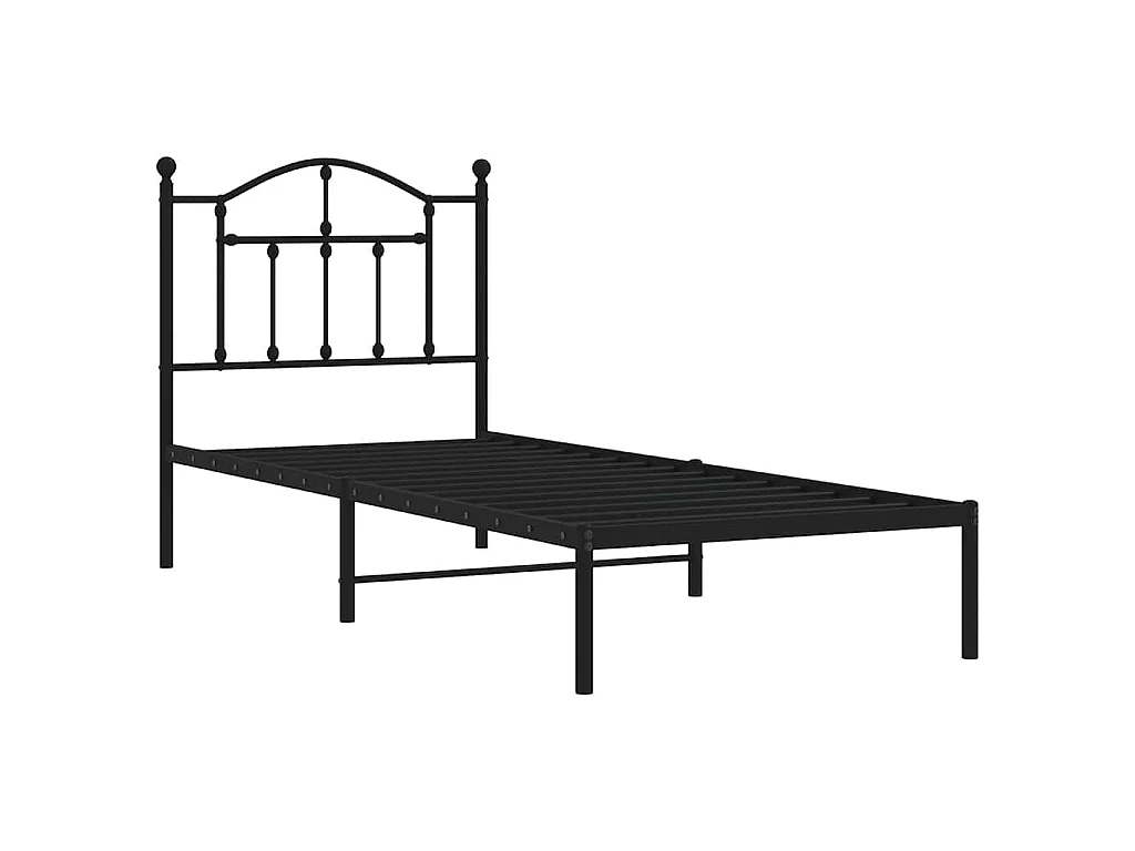 Estructura cama sin colchón con cabecero metal negro 90x190 cm