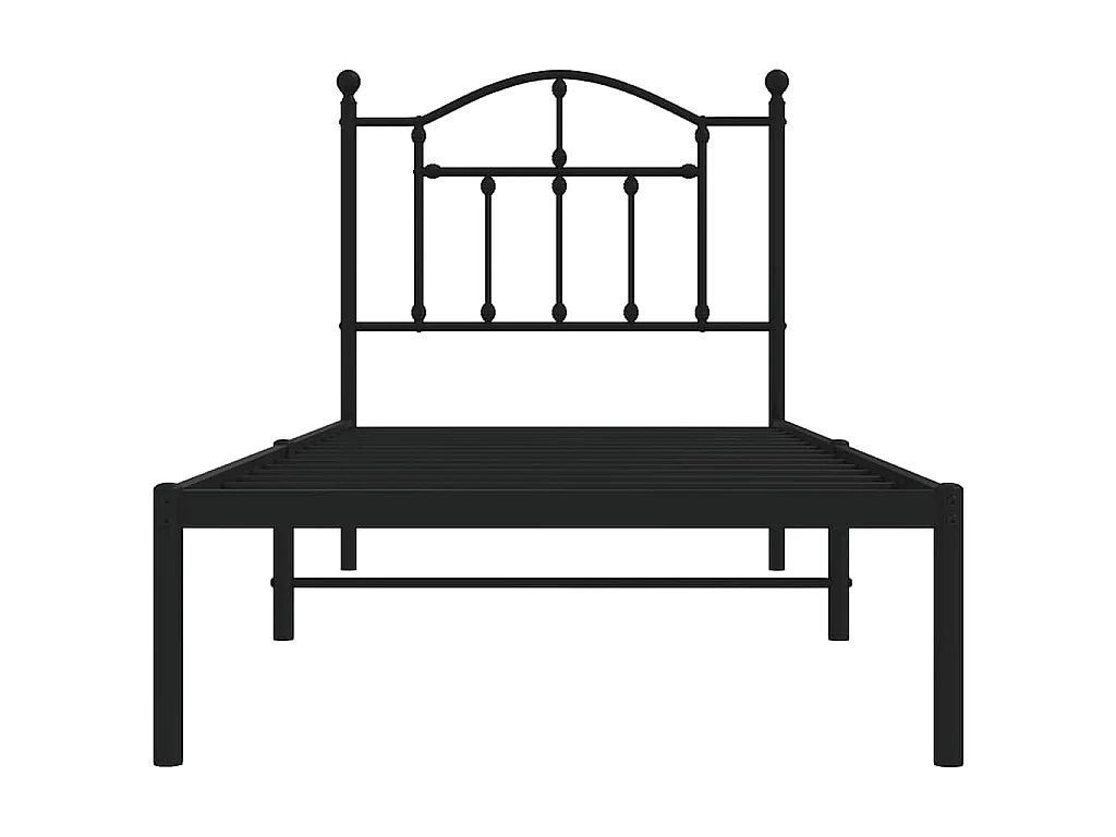 Estructura cama sin colchón con cabecero metal negro 90x190 cm