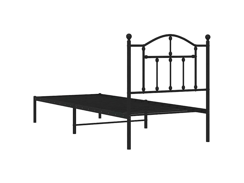 Estructura cama sin colchón con cabecero metal negro 90x190 cm