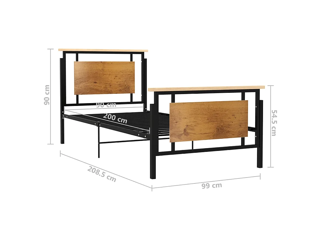 Cadre de lit sans matelas métal 90x200 cm