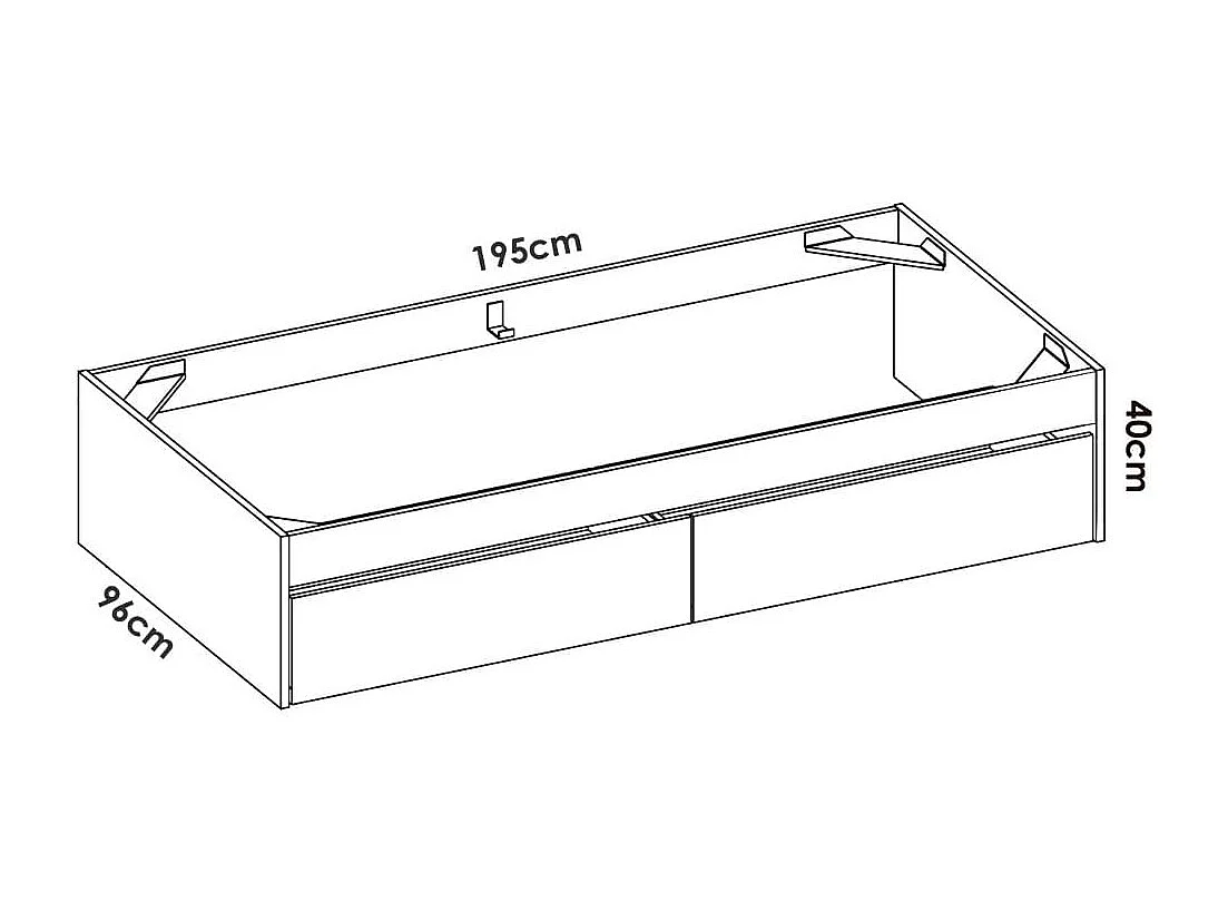 Aro de cama Lago con 2 cajones natural 40x96x195 cm