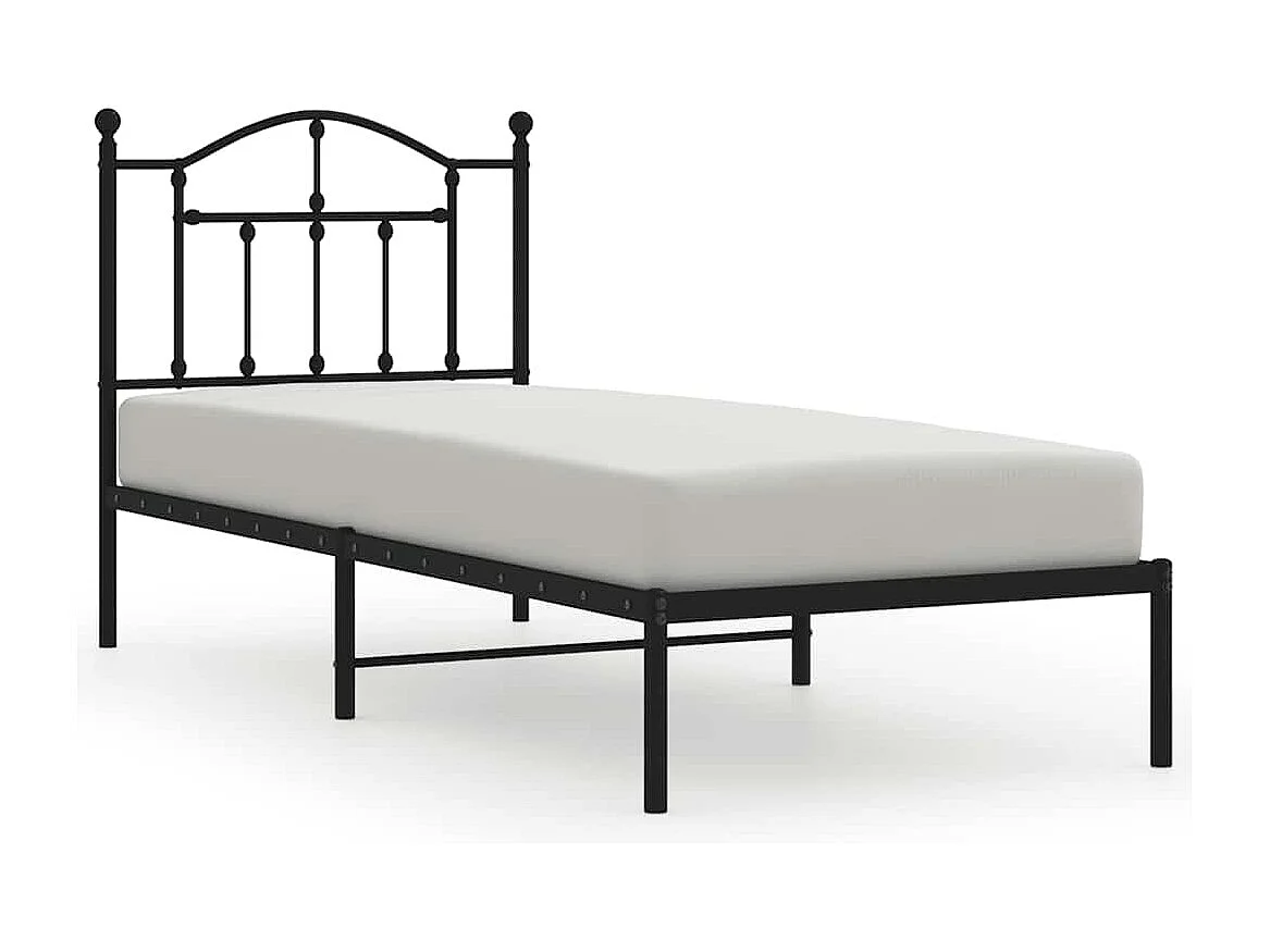 Bedframe met hoofdbord metaal zwart 90x200 cm