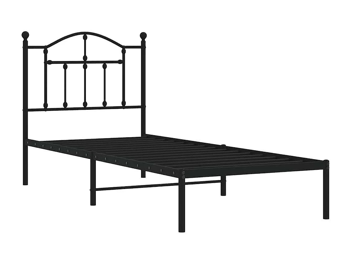 Bedframe met hoofdbord metaal zwart 90x200 cm