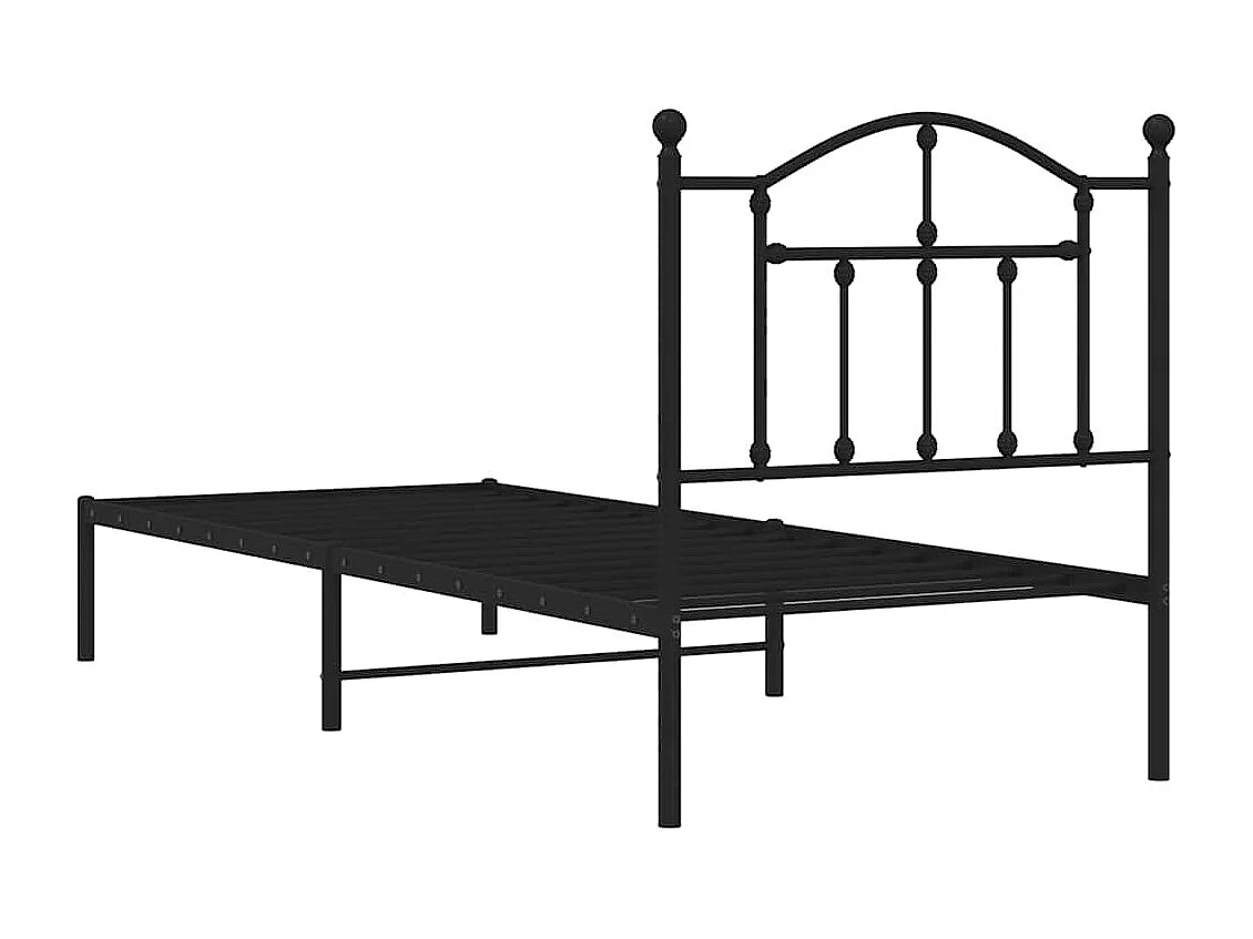 Bedframe met hoofdbord metaal zwart 90x200 cm