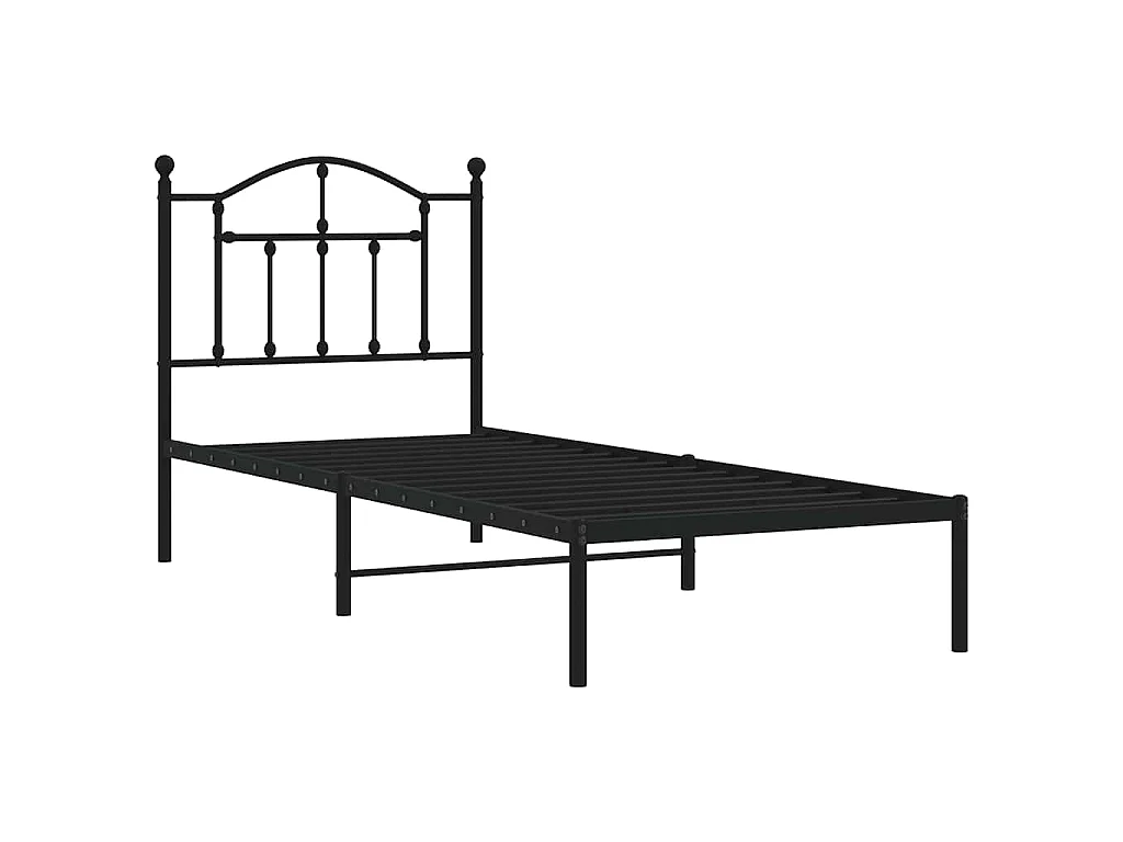 Bedframe met hoofdbord metaal zwart 90x200 cm
