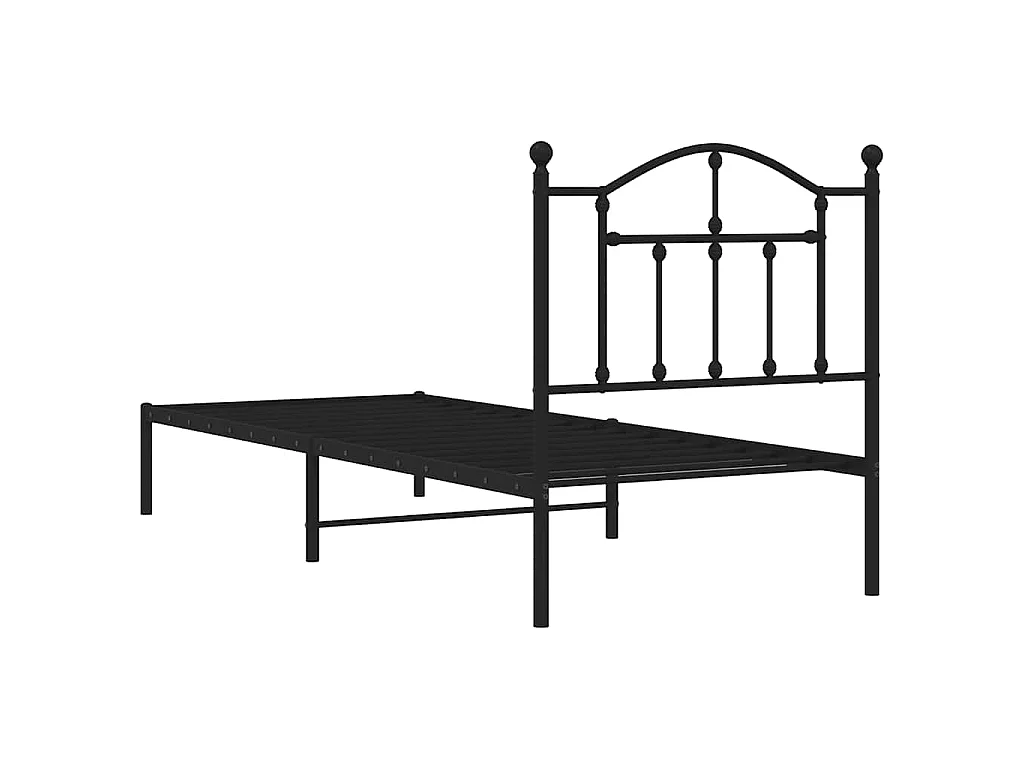 Bedframe met hoofdbord metaal zwart 90x200 cm