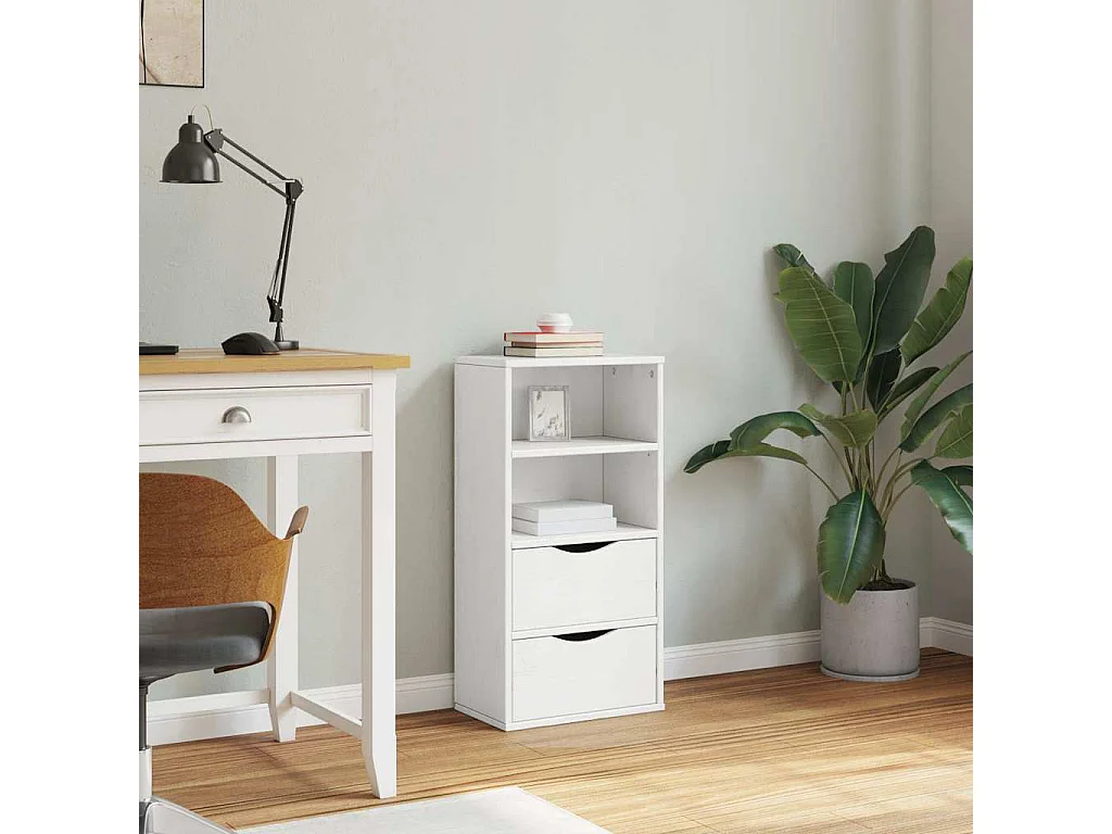 Beistellschrank mit Schubladen ODDA Weiß Massivholz Kiefer