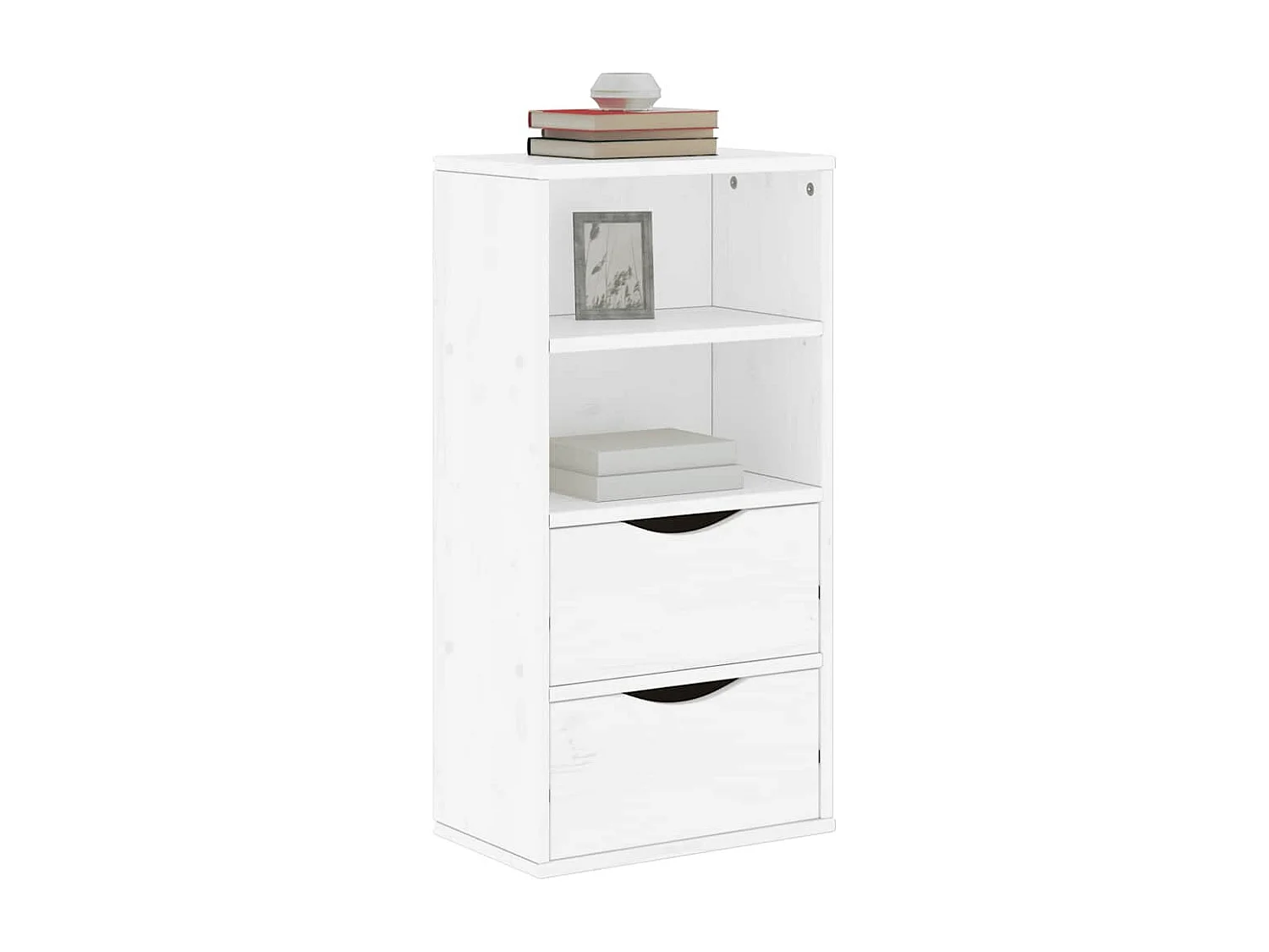 Bijzetkast met lades ODDA 40x24x79 cm massief grenenhout wit