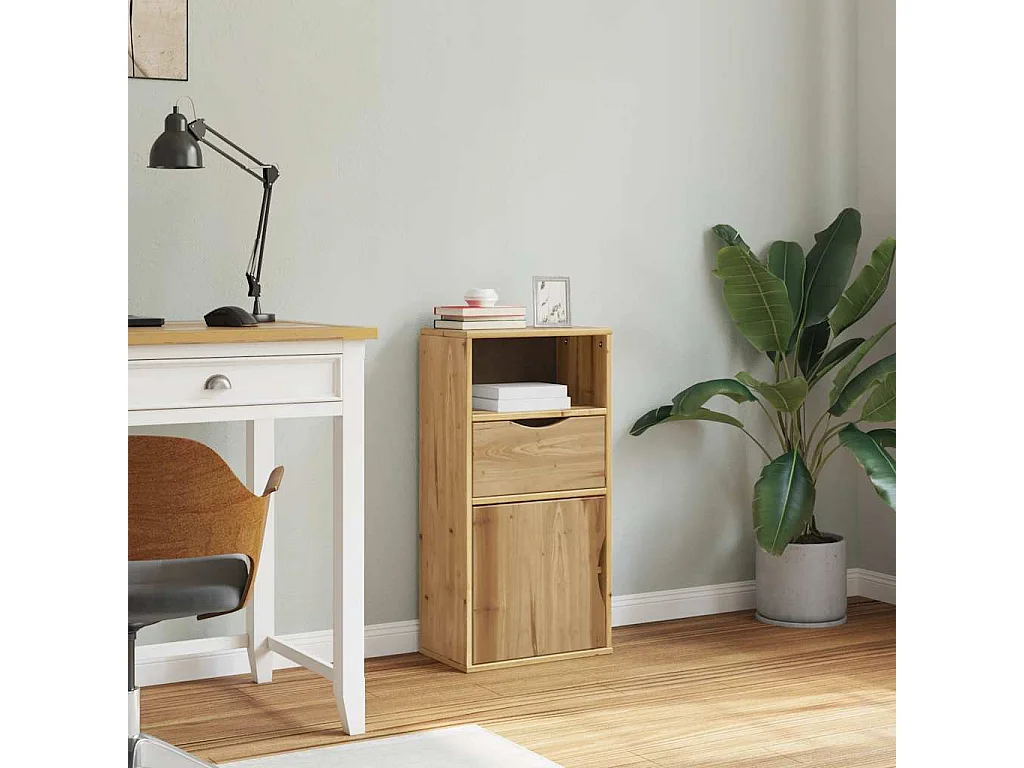 Beistellschrank mit Schublade ODDA 40x24x79cm Massivholz Kiefer