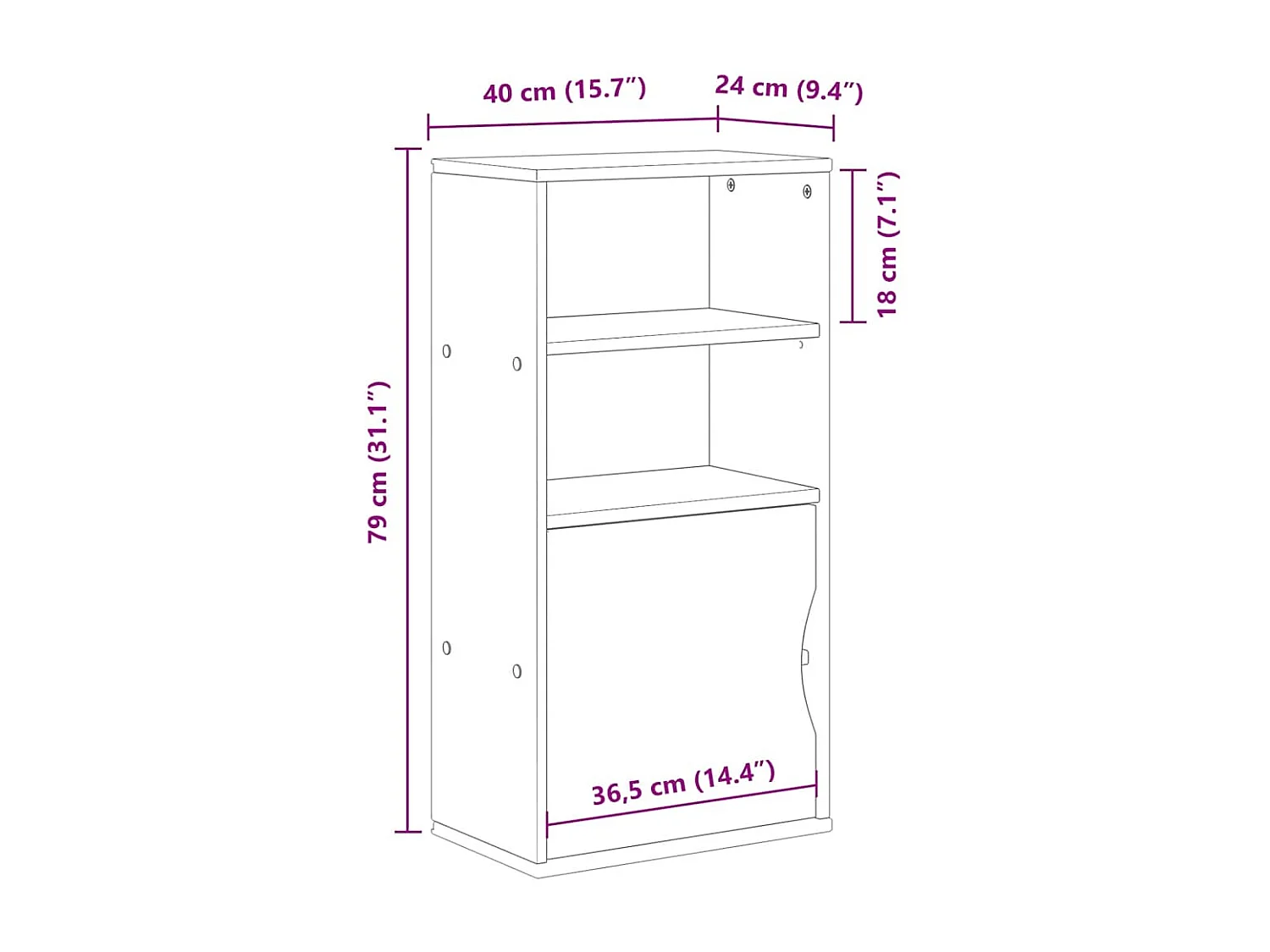Bijzetkast ODDA 40x24x79 cm massief grenenhout