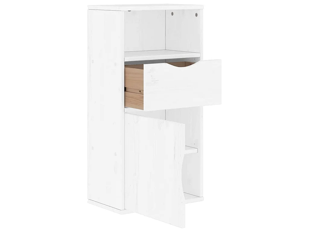 Armoire latérale tiroir ODDA blanc 40x24x79 cm bois massif pin