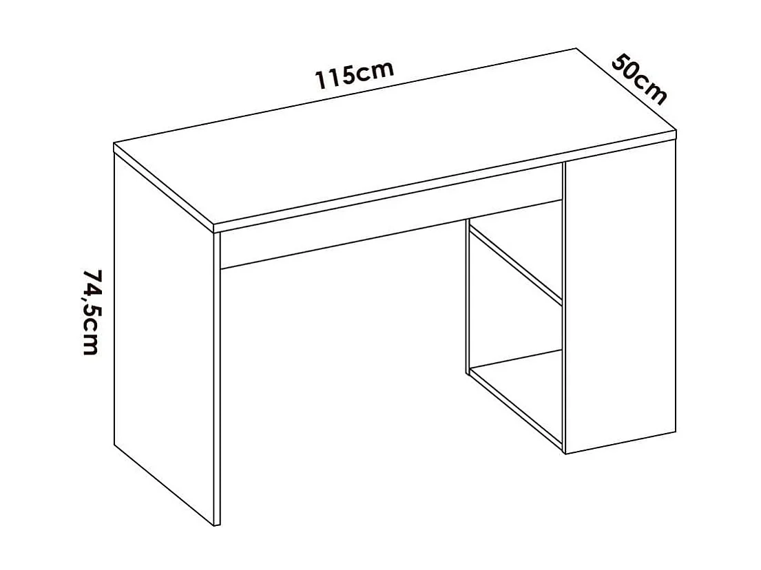 Escritorio Teo 2 compartimentos y cajón blanco 74,5x115x50 cm