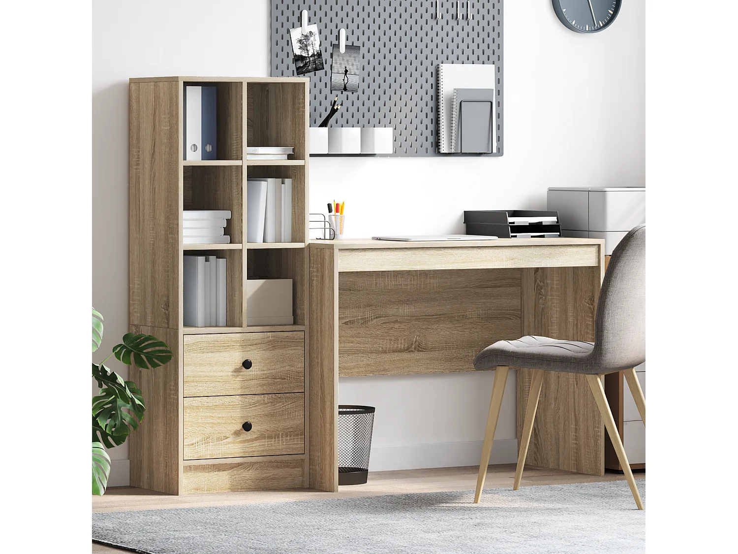 Schreibtisch mit Schubladen 2 pcs Sonoma-Eiche
