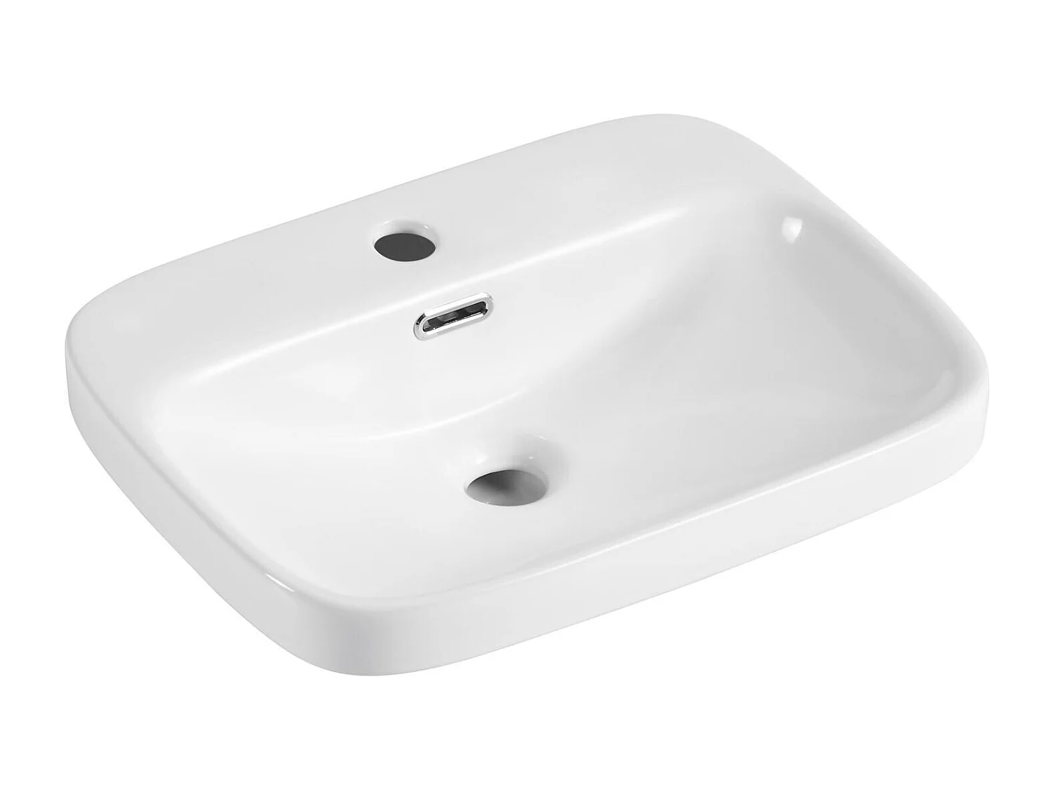 Vasque semi encastrée rectangulaire en céramique blanche 48x37cm