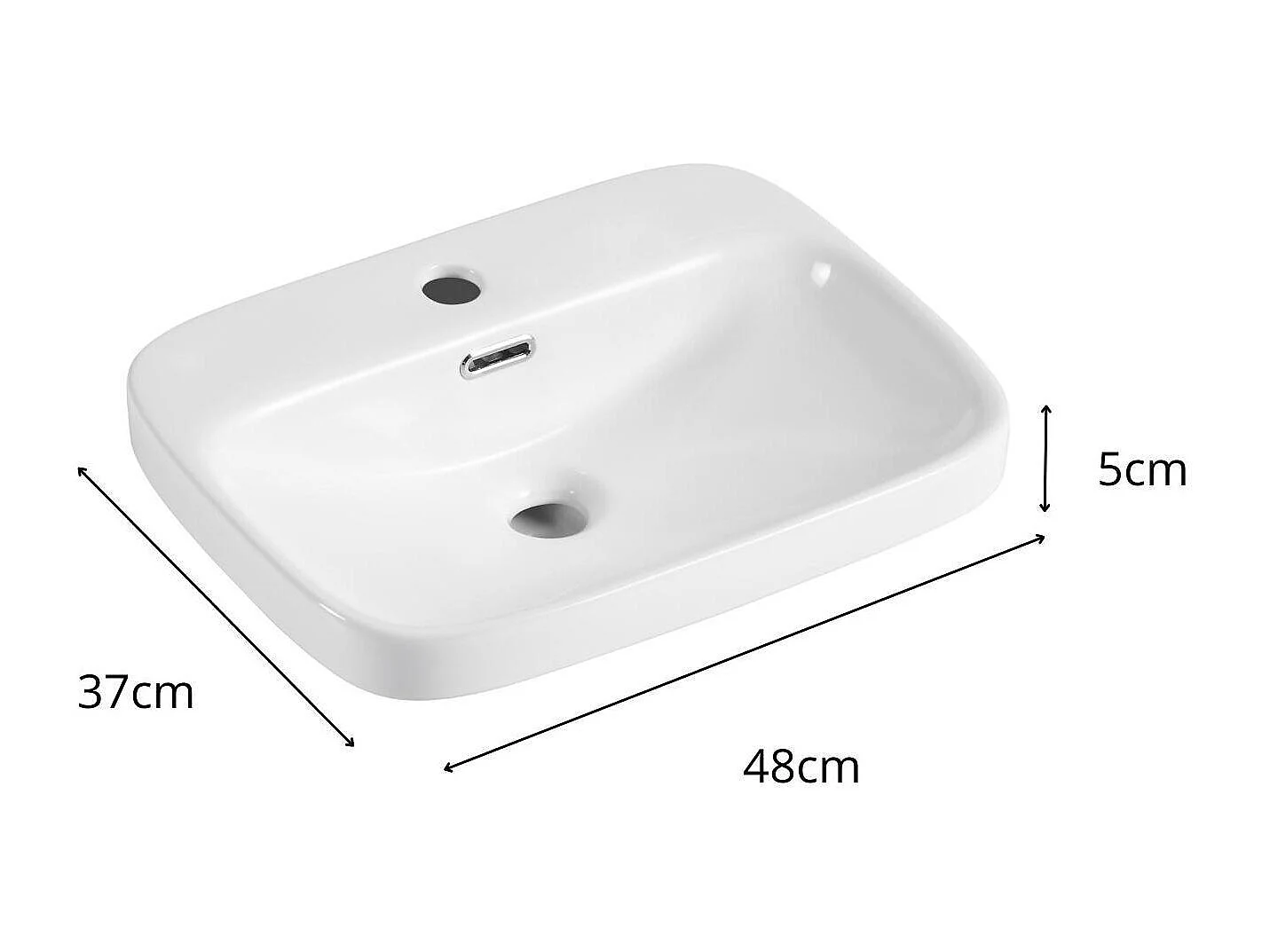 Vasque semi encastrée rectangulaire en céramique blanche 48x37cm