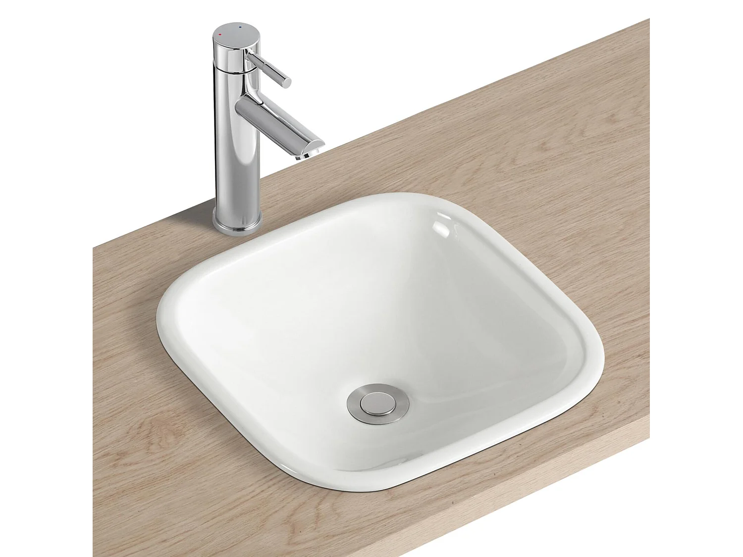 Vasque à encastrer carrée en céramique blanche 37cm