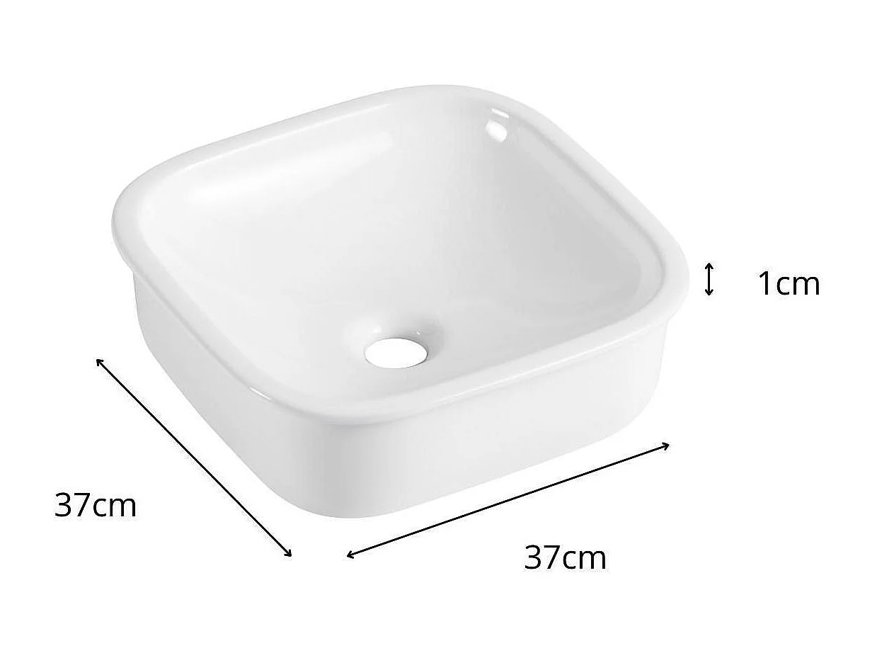 Vasque à encastrer carrée en céramique blanche 37cm
