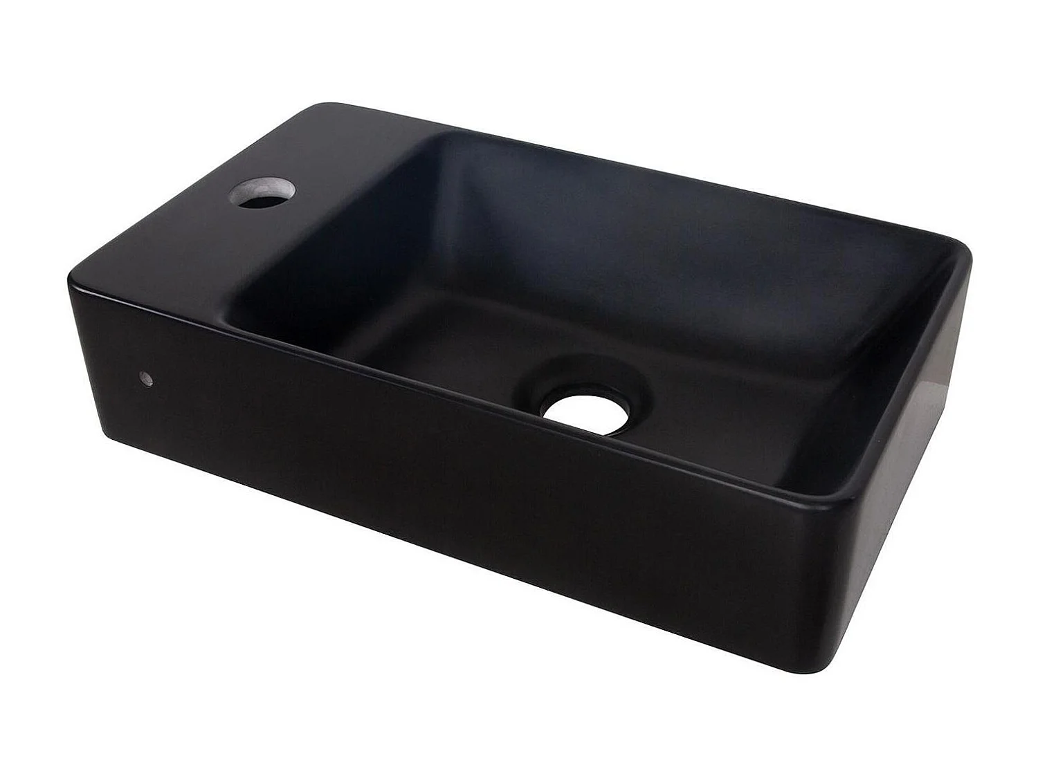 Lavabo rectangular de resina negra para pared o sobre encimera, 40x23cm
