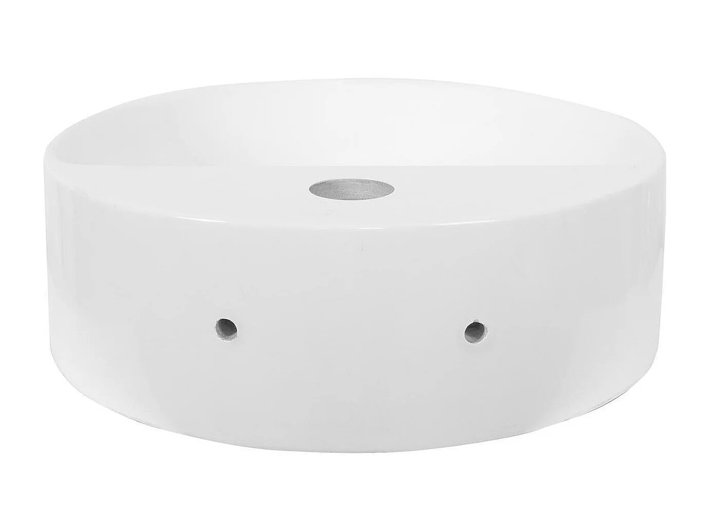 Lavabo redondo de resina blanca, 36cm, para uso mural o sobre encimera