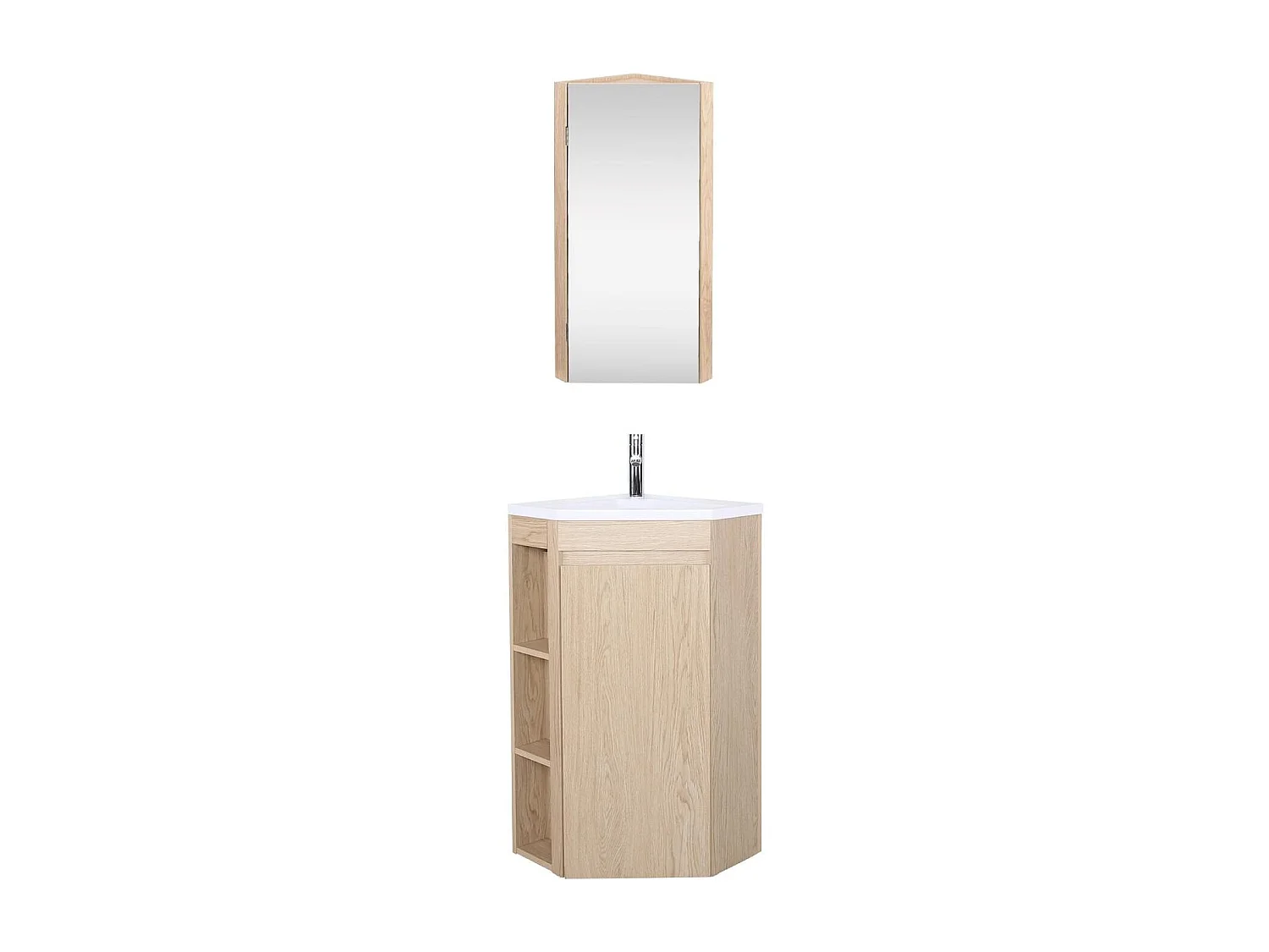 Mueble de baño de esquina con patas con lavabo, grifo y mueble de baño SORRENTO