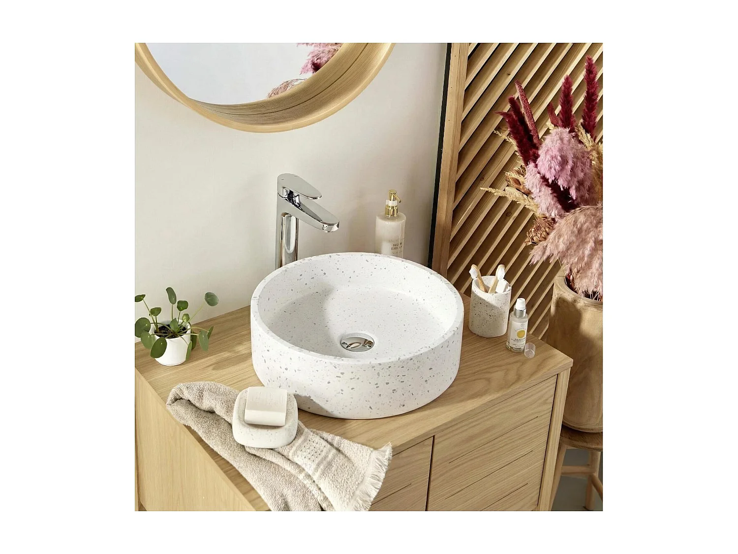 Vasque à poser ronde en terrazzo 38cm