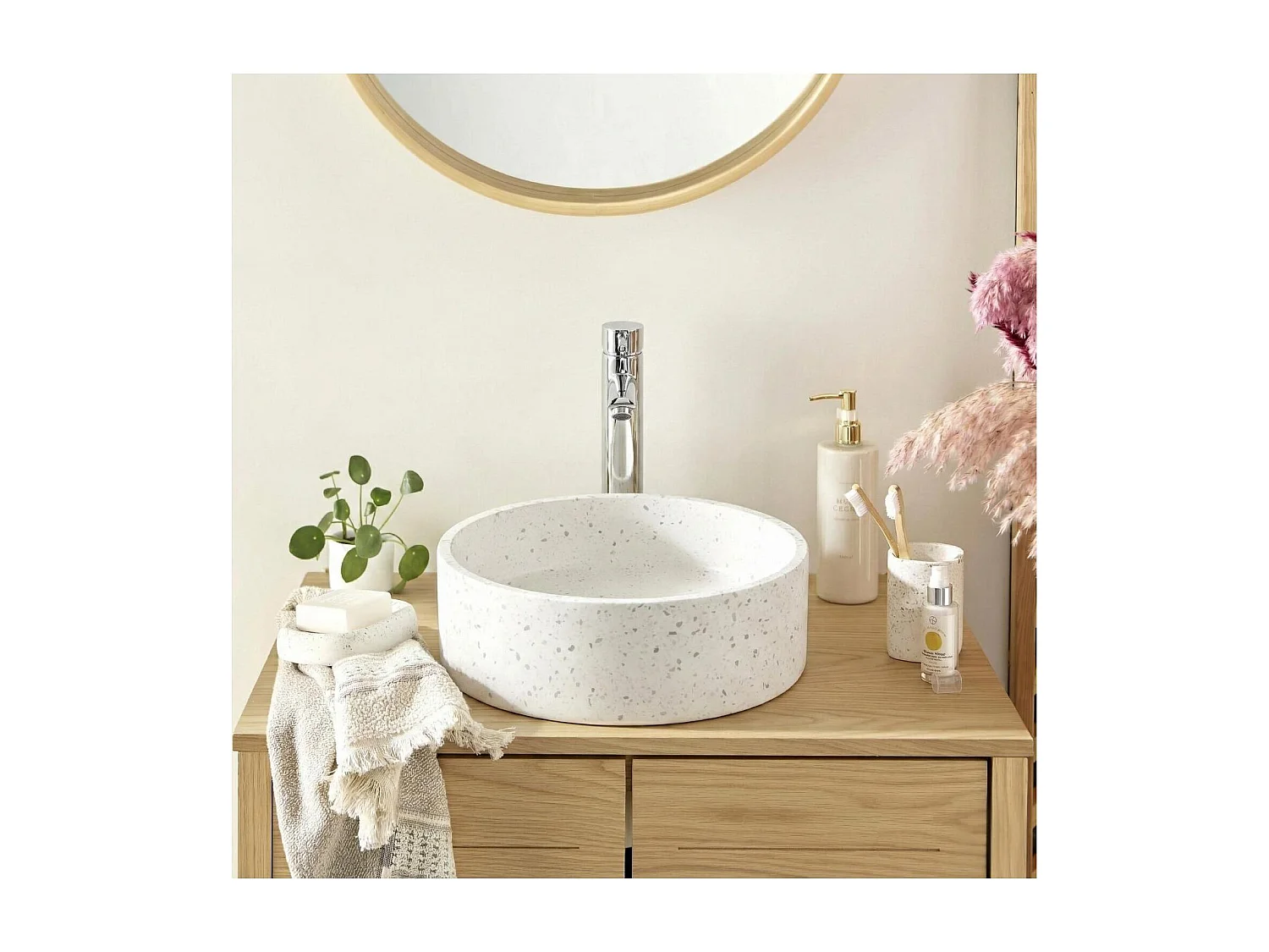 Vasque à poser ronde en terrazzo 38cm