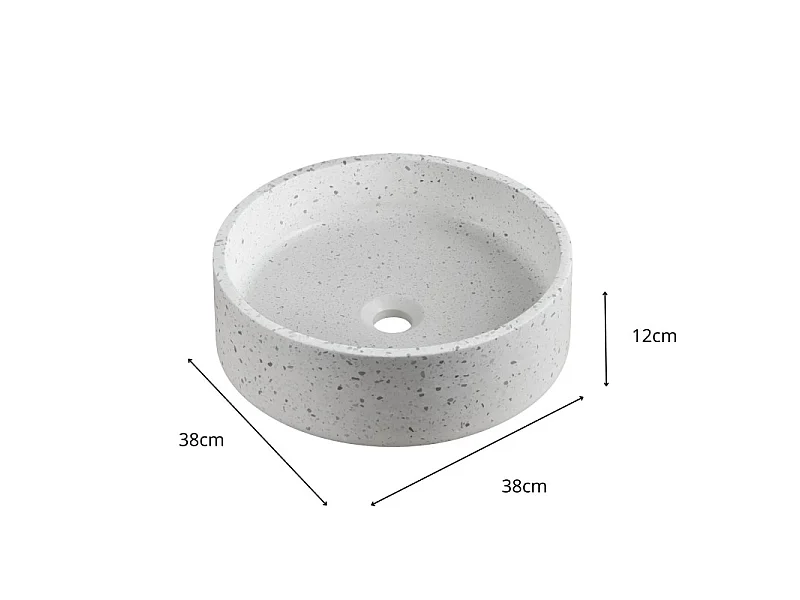 Umywalka nablatowa okrągła z lastryko 38 cm