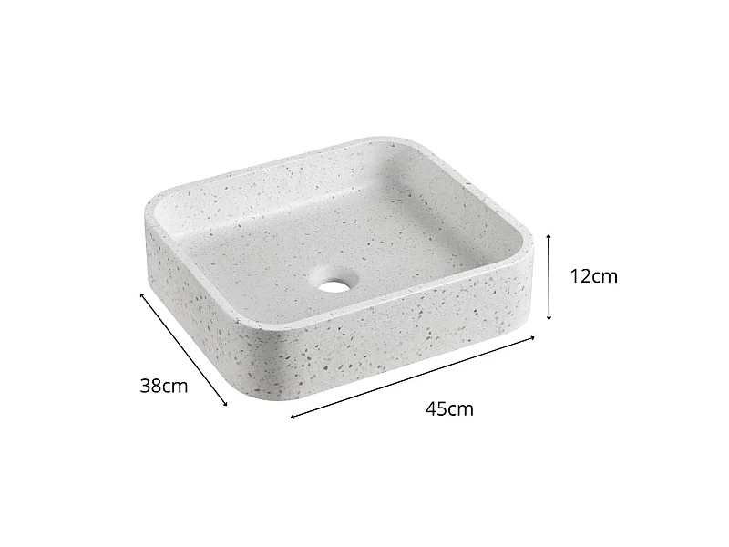 Vasque à poser rectangulaire en terrazzo 45x38cm