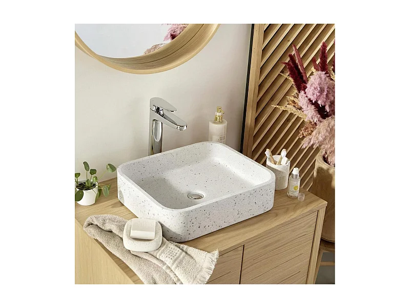 Vasque à poser rectangulaire en terrazzo 45x38cm