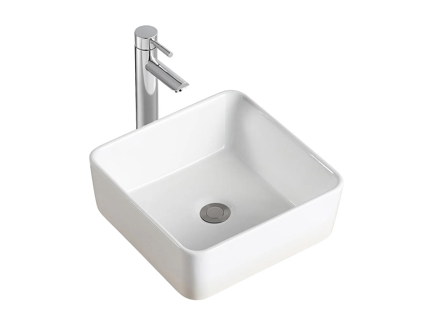 Vasque à poser carrée en céramique blanche 37cm