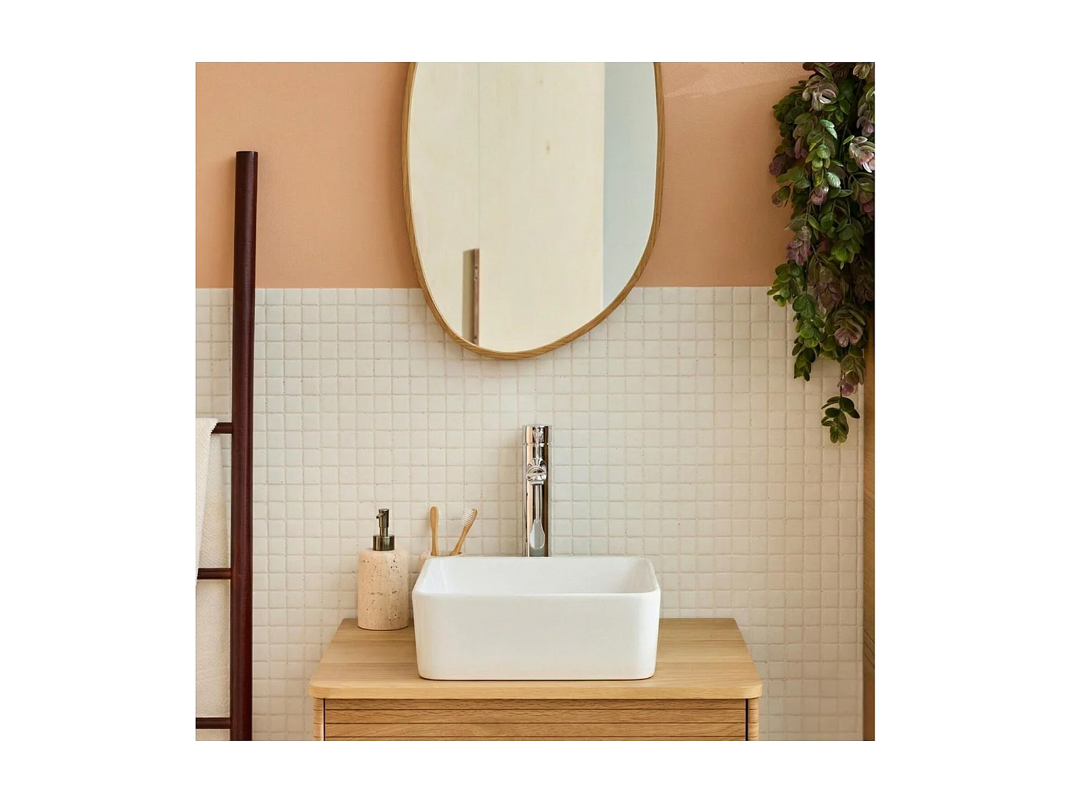 Vasque à poser carrée en céramique blanche 37cm