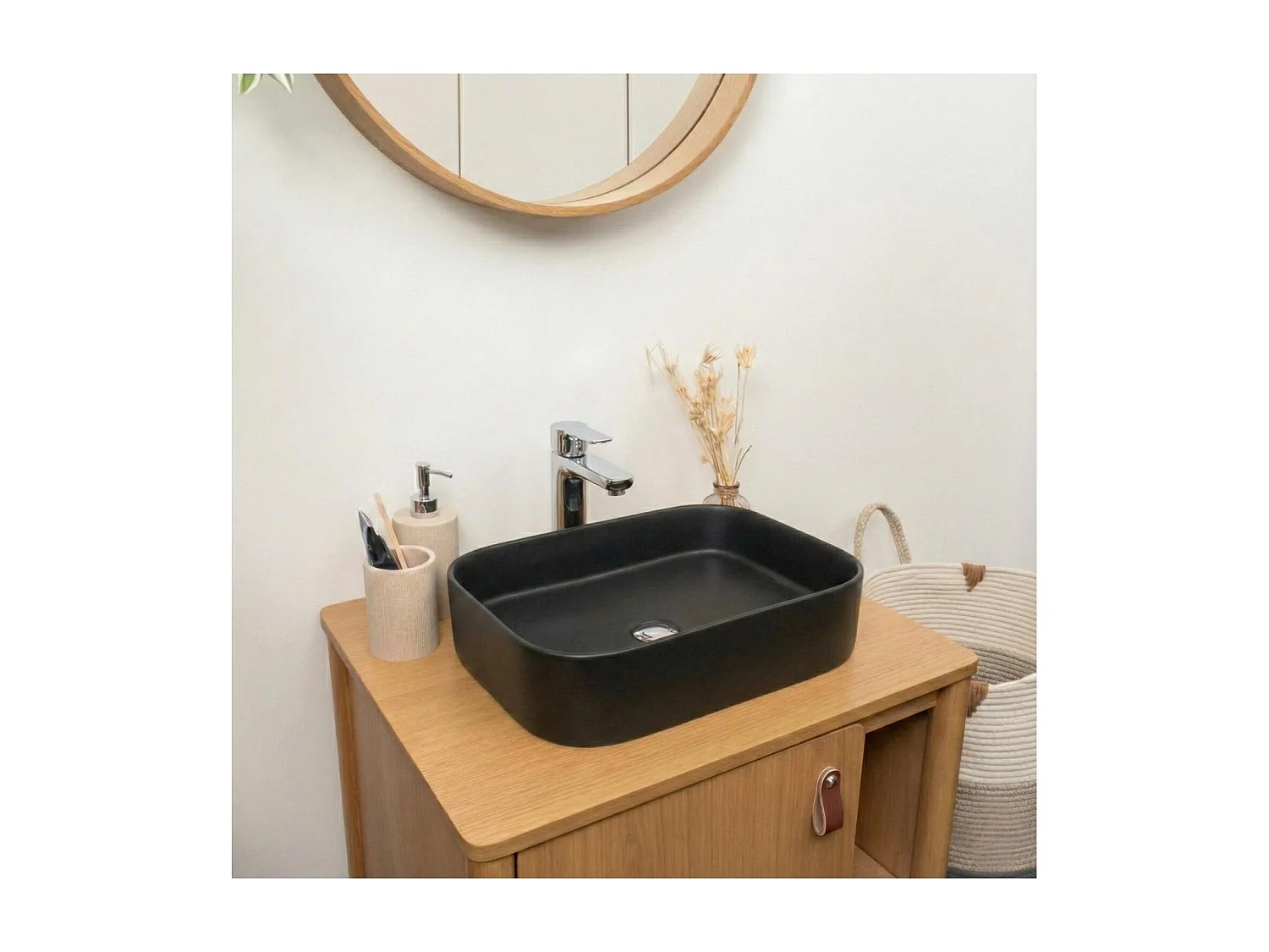 Vasque à poser rectangle NAYA en céramique 45x38cm