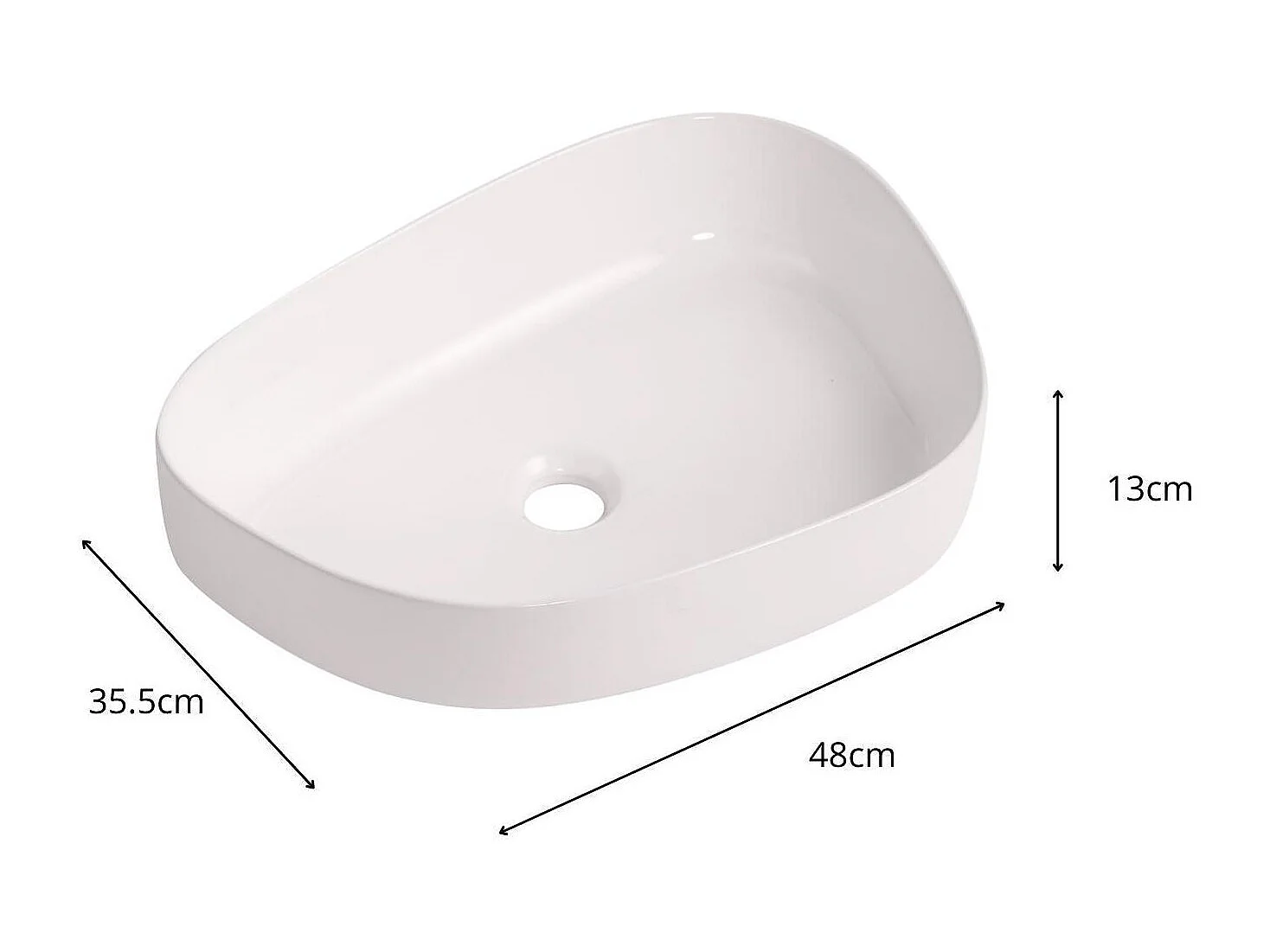 Keramik-Waschbecken in Kieselform für den Aufsatz, 48 x 35,5 cm