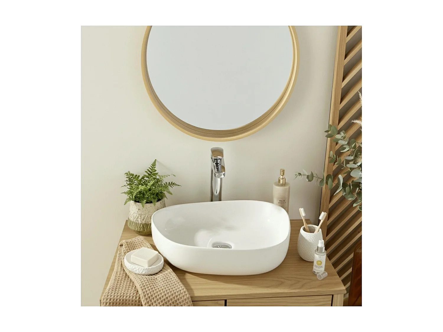 Keramik-Waschbecken in Kieselform für den Aufsatz, 48 x 35,5 cm