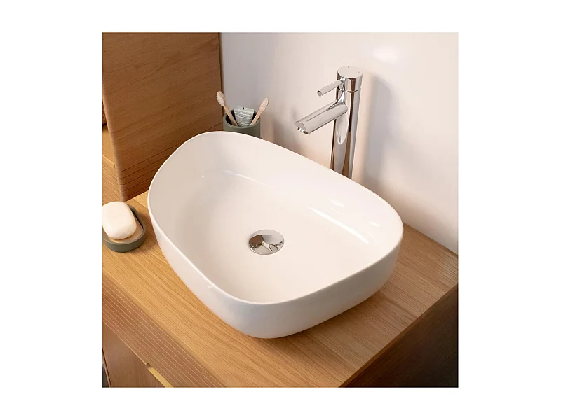 Keramik-Waschbecken in Kieselform für den Aufsatz, 48 x 35,5 cm