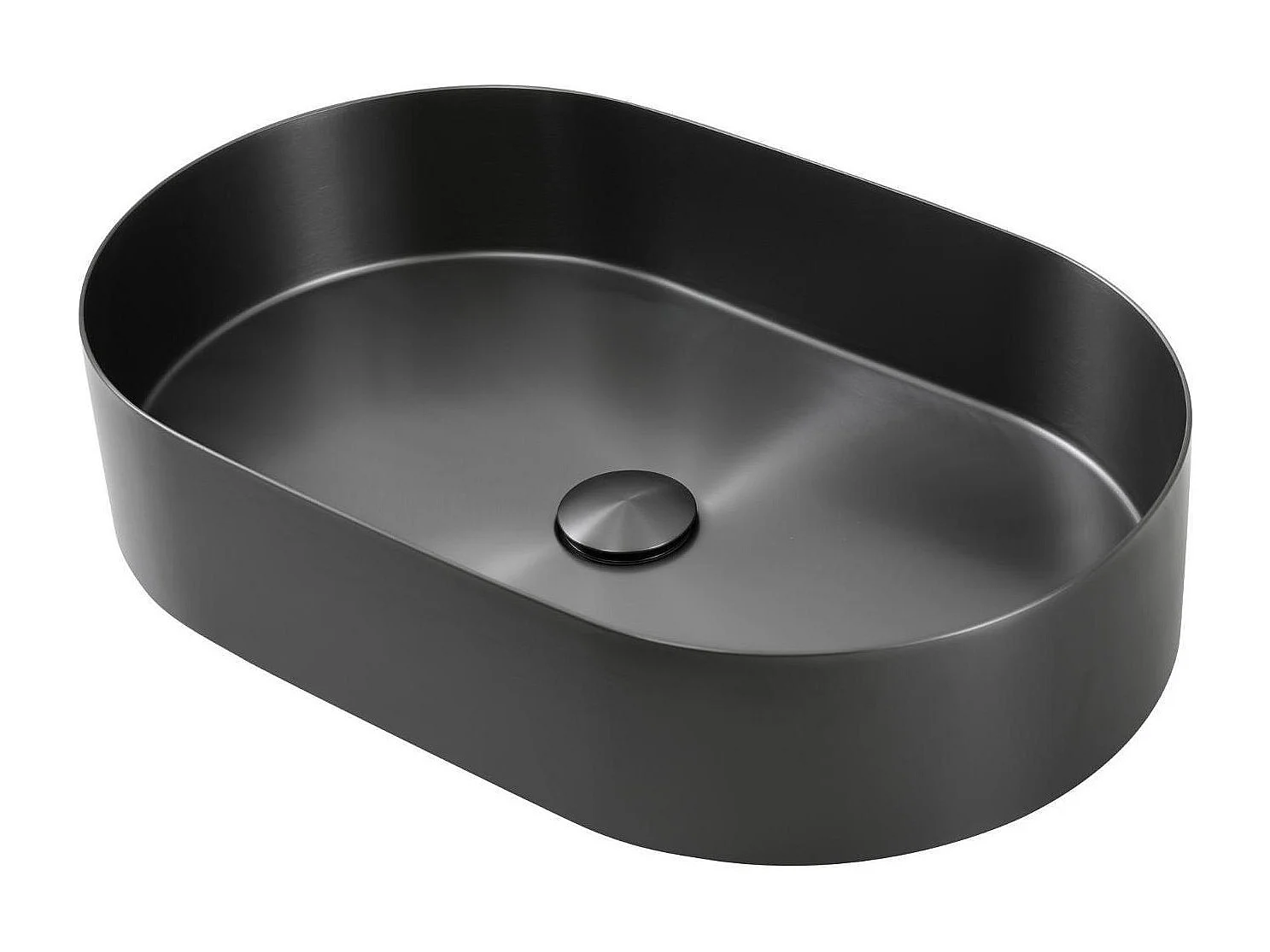 Vasque à poser ovale gunmetal en inox 55x35 cm avec sa bonde assortie