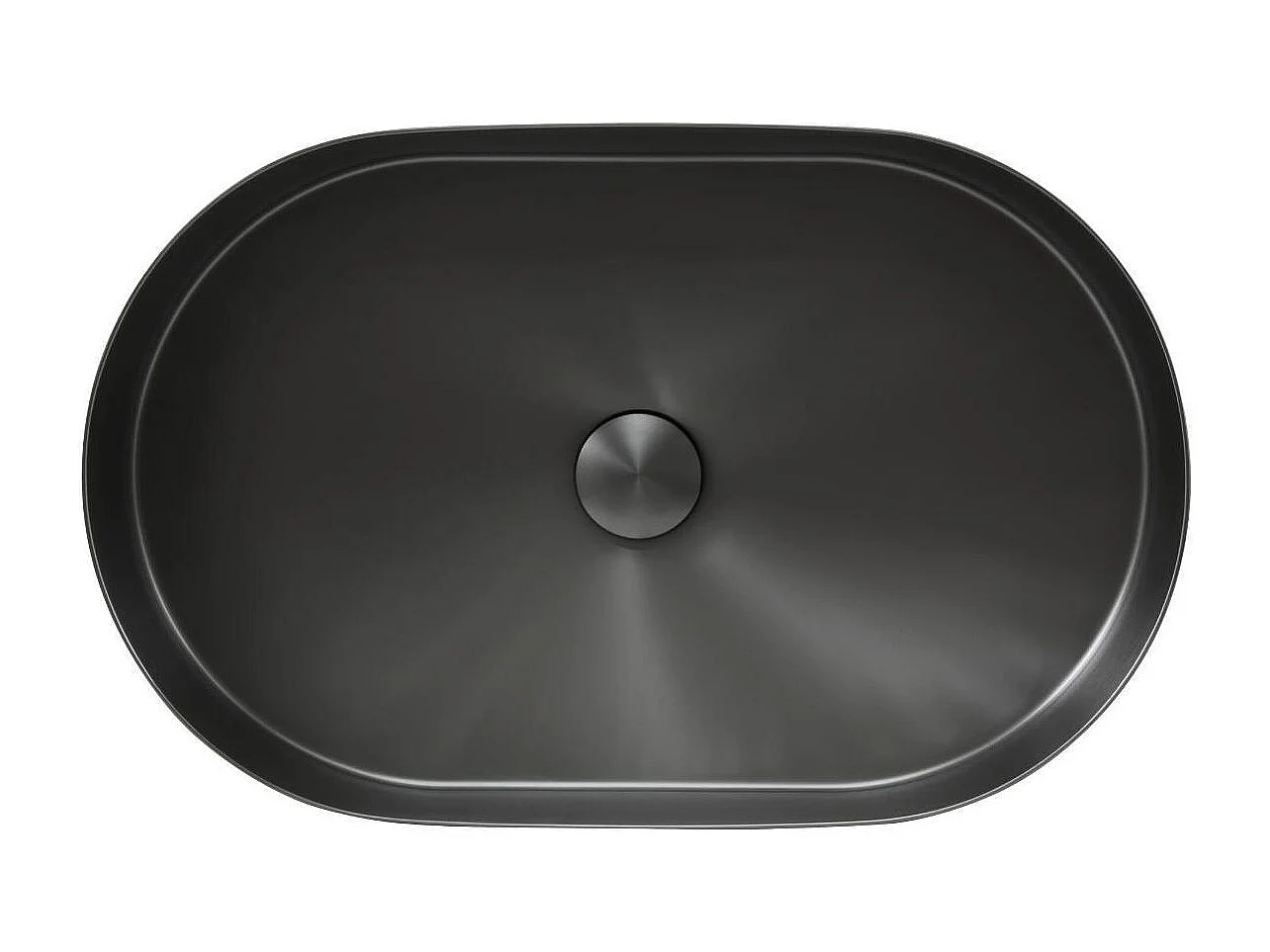 Vasque à poser ovale gunmetal en inox 55x35 cm avec sa bonde assortie